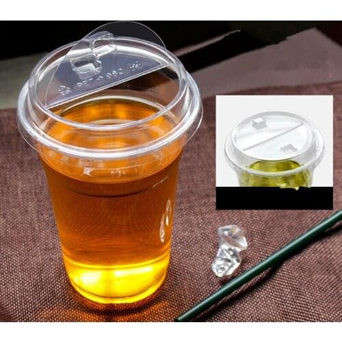 50pcs High quality PET transparent tea cup 390ml 90 caliber disposable coffee cup cold drink takeaway packaging cups with lid