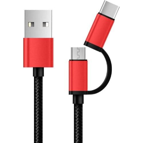 50PCS X 2 in 1 USB 3.1 Type C & Micro USB B Fast Charger Data Sync USB-C Cable