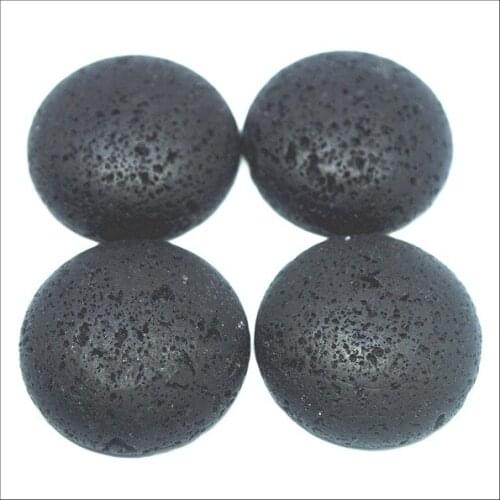 6pcs nature black lava stone cabochons volcano beads cabs no hole size 30mm round shape for charms pendants making parts