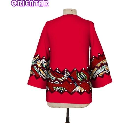 African Clothes Long Sleeve Shirt Women Africa Wax Print Floral Cotton Tops Shirt Bazin Riche African Patchwork Blouse WY2107