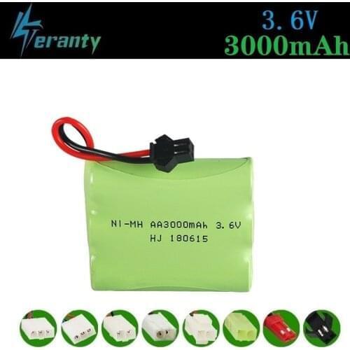3000mah 3.6v Rechargeable Battery For Rc toys Cars Tanks Robots Gun NiMH Battery AA 3.6v 2400mah Batteries Pack For Rc Boat 1PCS