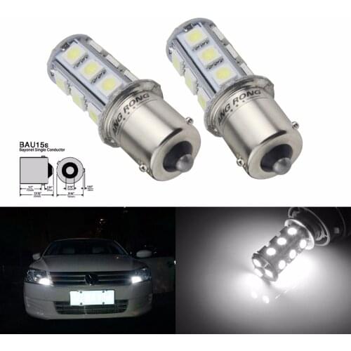 ANGRONG 2x BAU15s 581 PY21W 18 SMD LED Front Sidelight Indicator Signal Light Bulb White(CA312)
