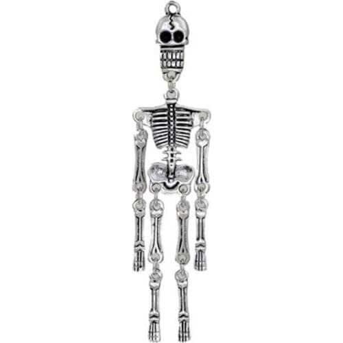 Zinc Alloy Halloween Pendants Skeleton Skull Mermaid Silver Color Charm For Necklace DIY Jewelry Making Gifts, 2 PCs - 3PCs