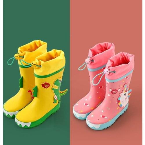 Childrens Rain Shoes Antiskid Waterproof Boys Girls Shoes Cute Cartoon Student Water Shoes Rainboots 7-15Y Kids Rain Boots
