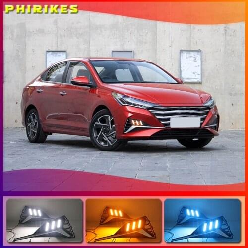 For Hyundai Accent Solaris Verna 2020 LED DRL Daytime Running Light Fog Lamp 12V Car Running Lights