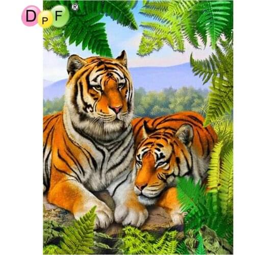 DPF DIY flower bush tiger 5D square diamond painting cross stitch crafts diamond embroidery mural home decoration mosaic