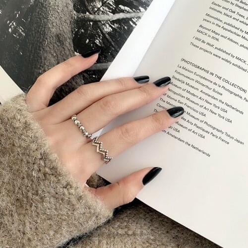 Geometric Rings For Women Adjustable Opening Three-layer Wave Retro Korean Fashion Design New Couple Trend Gift Jewelry BOYULIGE
