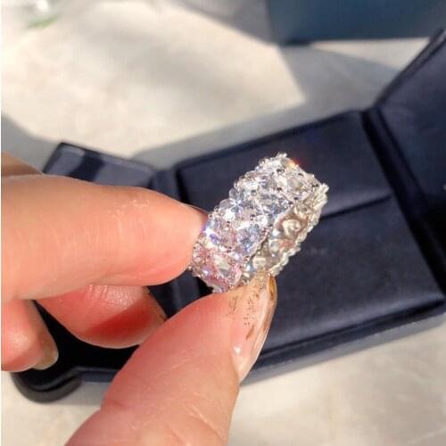 Hot Brand Pure 925 Sterling Silver Jewelry For Women 925 Silver Rings Wedding Around CZ Ring Wedding Engagement Silver Rings