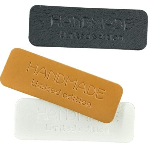 48Pcs/Lot Hand Made Leather Labels With Limited Edition Leather Tags For Garment Handmade Tag For Gift Bag Sewing Leather Labels