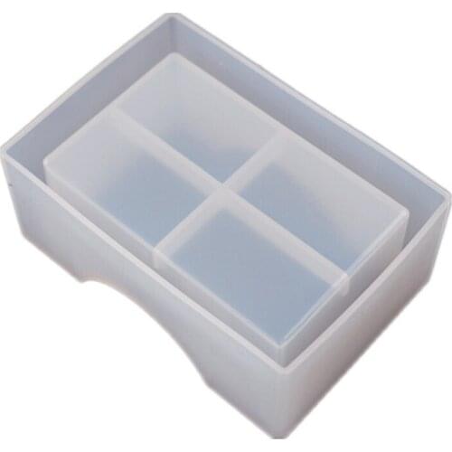 DIY Sqaure Coaster Box Molds Hold Up to 4 Coaster with Holder Epoxy Resin Moulds T84A