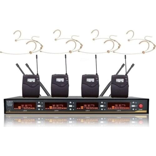 Bolymic 4 x 100 Channels microfono condensador UHF PLL Wireless Headset Microphone