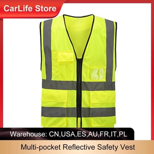 2021 New Multi-pocket Reflective Safety Vest Bright Color Traffic Vest Railway Coal Miners Uniform Breathable Reflective Vest