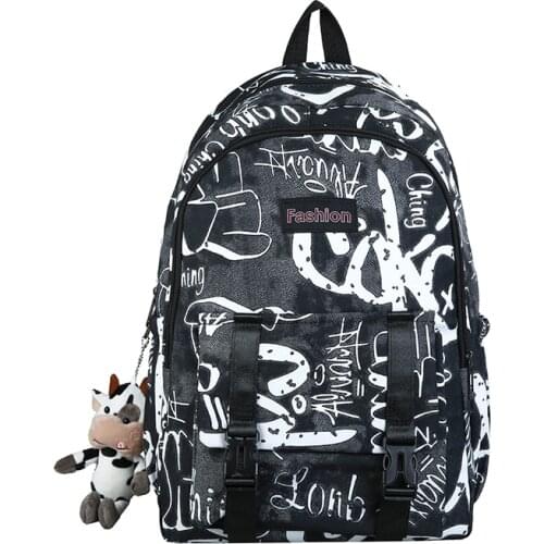 Fashion Women Harajuku Cool Backpacks Student For Teenage Girls Laptop Female Unisex School Bag Buckle Cloud Print 2021 Boy