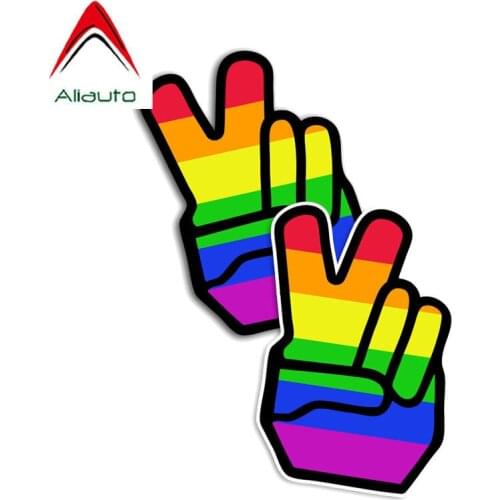 Aliauto Creative Car Sticker Gay Pride Rainbow Hand Reflective Car Sticker Decal PVC Waterproof Cover Scratch,2* 7CM*11CM