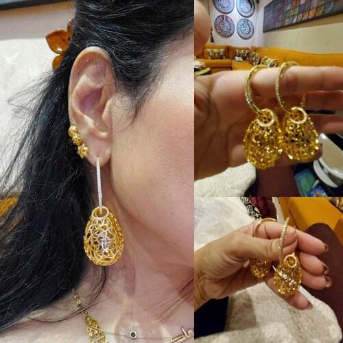 New Trend Luxury Big Geometry Fashion Multicolor Cubic Zirconia Engagement Party Chandelier Earring Jewelry For Women 2021