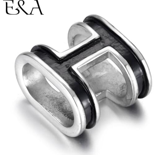 Stainless Steel Slide Charms Alphabet H Hole 12x6mm for Charm Bracelet Making Leather Jewelry DIY Slider Beads Accessories