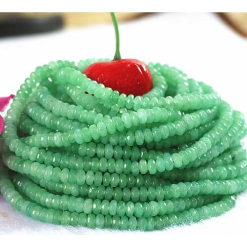 Semi precious natural stone green jades chalcedony 2X4mm 4X6mm 5X8mm rondelle faceted abacus loose beads 15inch B160
