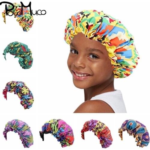 Powmuco Baby Girl Printted Hat Double Satin Lining Round Cap Toddler Nightcap Infant Headwear Kids Care Hair Bonnet for Sleeping