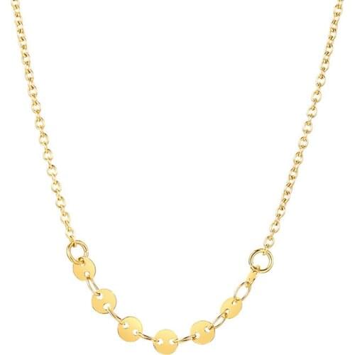 Simple Fashion Stainless Steel Disc Necklace Round Circle Stacking Choker Necklaces for Women Girls Lover Gift