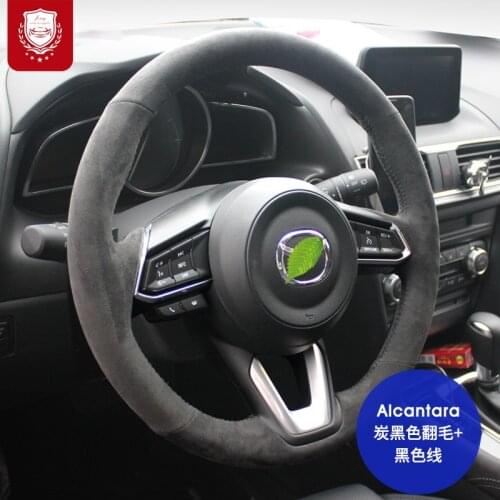 Real Alcantara suede hand-stitch steering wheel cover for Mazda 6 ATENZA Axela CX-4 CX-5 CX-8 CX-30 hand Grip car accessories