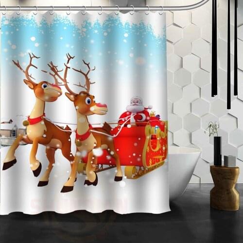 New Arrival Christmas Shower Curtain Christmas Decorations For Home Bath Curtain Waterproof Fabric Bathroom Curtain MORE SIZE