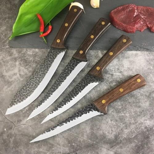 Hand Forged Outdoor Butcher Knife Camping Meat Cleaver Chef Knife Stainless Steel Boning Knife Cutting Knife Cooking Knife