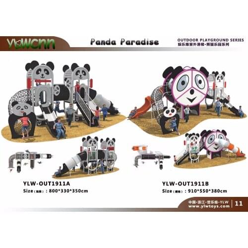 Customized made outdoor plastics playground equipment KIDS amusement panda paradise children play structure YLW-OUT1911