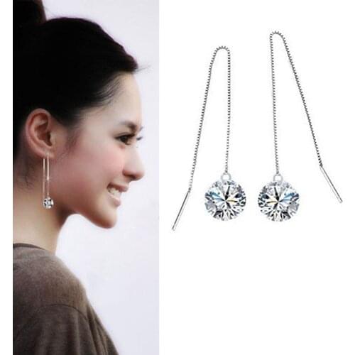 8MM More Colors Genuine Fine 925 Sterling Silver Jewellery Ear Thread Cubic Zirconia Piercing Earrings Sets Nice Gift