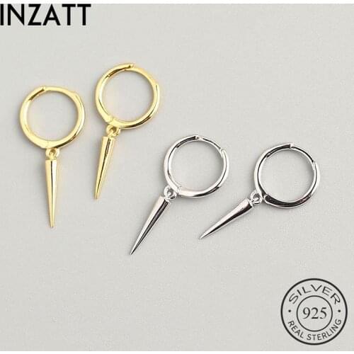 INZATT Real 925 Sterling Silver Round Cone Hoop Earrings For Fashion Woman Party Fine Jewelry Geometric Punk Accessories