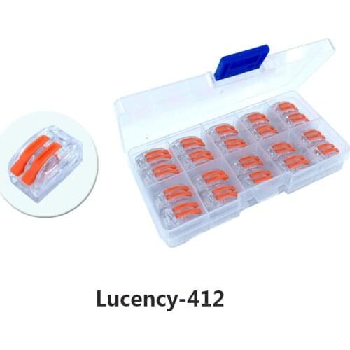 Connector 222-412 20PCS/Box Lucency Cage Spring Universal Conector Fast Wire Wiring Conductors Terminal Block China