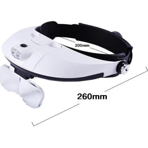 LED Head-Mounted Magnifying Glass 1.0-3.5X Magnifying Glass Detachable Headlight Magnifying Glass With 5 Interchangeable Lenses