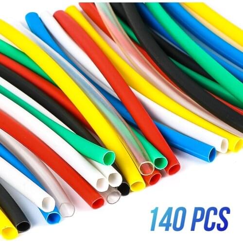 Polyolefin Assorted Heat Shrink Tubing Insulation Shrinkable Tube Wrap Wire Cable 140pcs 7color Assortment Heat Shrink Tube