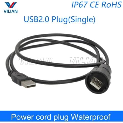 USB Waterproof Connector IP67 Cable 1m Power cord plug USB2.0 USB3.0 male to male Extension cord cables double rubber 10 unit