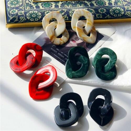 New Geometric Big Red Black Acrylic Drop Earrings Bohemian Large Resin Long Dangle Earrings for Women Fashion Jewelry Brincos