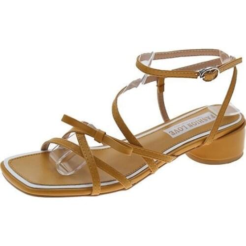 2021 Summer Womens High-Heeled Sandals with Thin Straps Thick Heels Square Toe Large Size Elegant Fashion Sandals