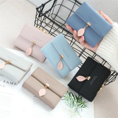 2020 WomenS Short Wallet Portable Id Credit Card Holder Purse Fashion Exquisite Cute Pu Leather Leaf Tassel Clutch