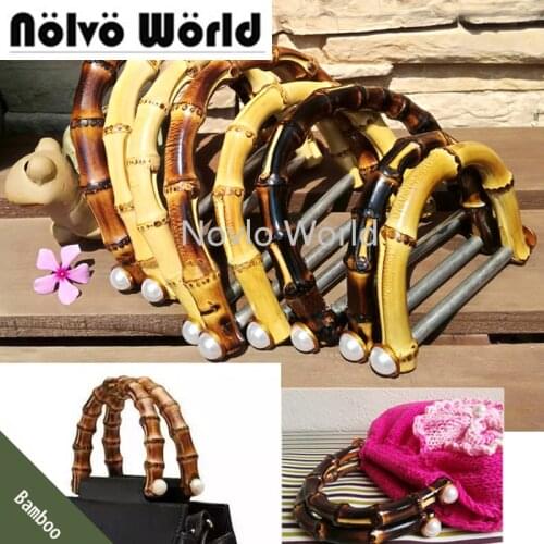 2-10-20 pieces,14.8*12cm Natural bamboo handles with alum bar for women knit bag diy handbags bamboo handle