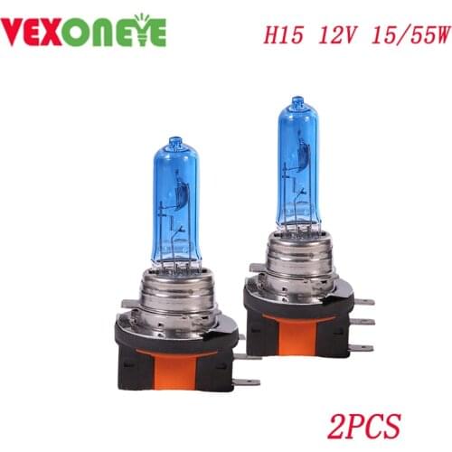 2pcs H15 12V 15/55W Halogen Bulb White Quartz Glass High Power Car Daytime Running Lights DRL Auto Fog Driving Lamp