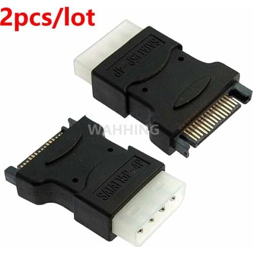 2pcs/lot 15Pin 15 Pin SATA Male to Molex IDE 4 Pin male Adapter Extension Power Cable Connector HY1303