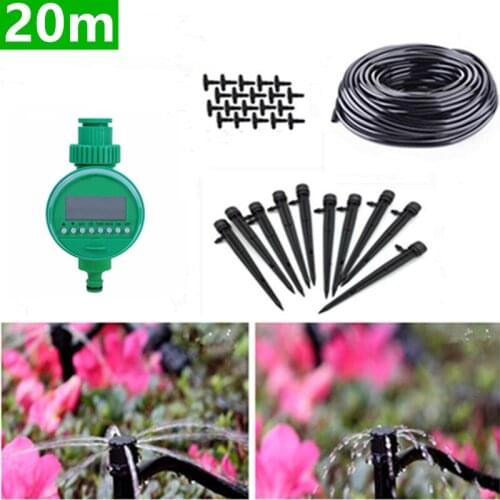 20m Hose Garden Drippers With Water Timer Diy Drip Irrigation System Nursery Cultivation Plant Automatic Self Watering Ba07