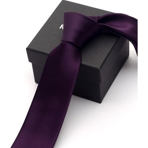 2020 Brand New Mens High Quality Fashion 6CM Slim Dark Purple Necktie Romantic Wedding Groom Neck Tie for Men with Gift Box