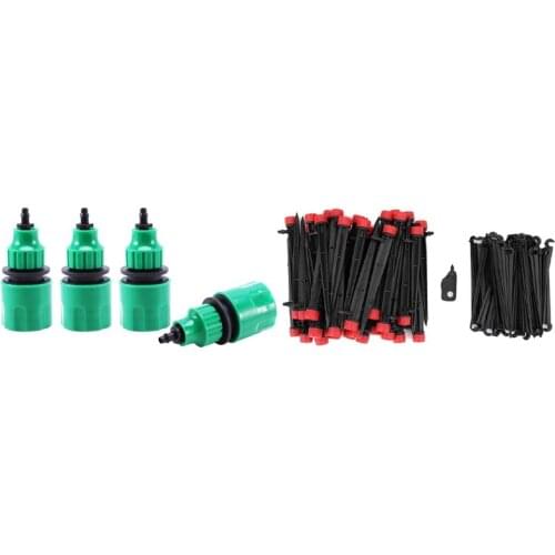 4 Pcs Garden Hose Pipe Tap Connector Fitting & 1 Set 360-Degree Dripper Drip Arrow Irrigating Plant Automatic Waterer