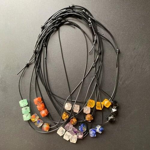 7 Chakra Crystal Chip Necklace Platonic Solids Beads Polyhedron Natural Gravel Stones Sacred Geometry Resin Craft Supplies
