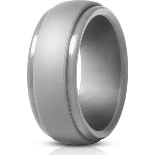 8mm Food Grade FDA Crossfit Flexible Camouflage Silicone Rings for Men Rubber Wedding Bands Male Jewelry Size 12 13 14