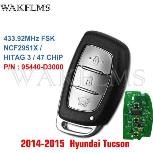95440-D3000 Keyless Smart Remote Car Key Fob Come With Emergency Key 433MHz ID47 For 2014 2015 Hyundai Tucson