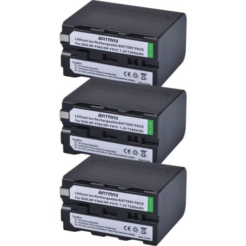 High Capacity 3Packs 7.2V 7200mAh NP-F960 NP-F970 NP F970 NP F960 Camcorder Batteries for Sony NP-F550 F770 F750 F960 F970
