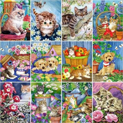 EverShine Diamond Painting Cat Cross Stitch Diamond Mosaic Animals Handmade Kits New Arrivals Picture Rhinestone Home Decoration
