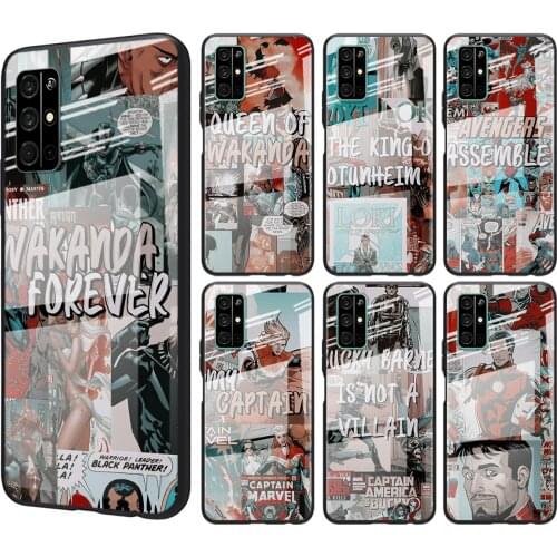 Tempered Glass Cover Marvel retro comic superhero For Huawei Honor 30 20 10 9X 8X Pro Plus Lite Shockproof Shell Phone Case