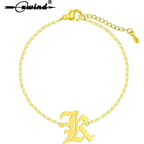 Cxwind Fashion Single Letter Bracelet & Bangle For Women Adjustable Stainless Steel Bracelets Jewelry Female Gift Pulseras Mujer