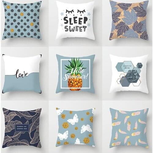 Light Blue Nordic Geometry Series Decorative Pillowcase Cushions for Sofa Polyester Pillowcover Decorative